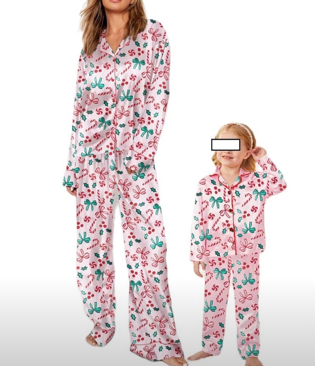 🎀 Mommy & Me Pink Candy Cane Satin Pajamas 🎀

The cutest Mommy & Me Christmas pajamas — all pink with bows, candy canes, holly, and peppermint swirls 🍬💗 These silky satin jammies feel so soft and lightweight, perfect for cozy December nights, baking days, and Christmas morning photos. The button-up top and relaxed fit make them extra comfy, and the matching kids’ set is absolutely precious for twinning moments 🎄✨

Such a fun festive print that gives candy-cane-sweet vibes without being too loud. Perfect for holiday movie nights, gingerbread decorating, and your Christmas Eve tradition!

girly Christmas pajamas • mommy & me PJs • pink satin pajamas • holiday matching sets • festive family PJs • Christmas photo outfits • coordinating Christmas jammies • cozy holiday finds 🎀🎄🍬

#LTKKids #LTKmomlife #LTKHoliday