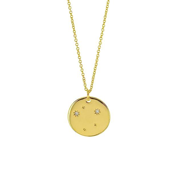 Columbus 14K Gold Plated Astrology Horoscope Constellation Zodiac Coin Necklace | Amazon (US)