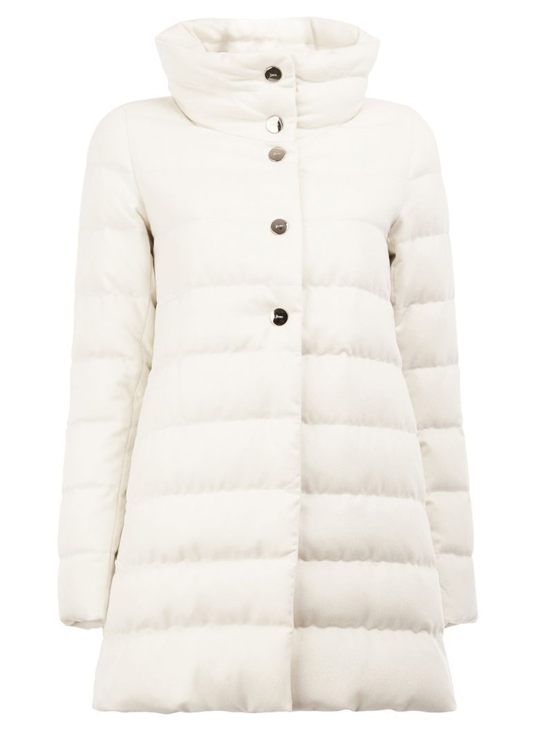 Herno - padded coat - women - Silk/Feather Down/Polyamide/Cashmere - 38, White, Silk/Feather Down/Polyamide/Cashmere | FarFetch US