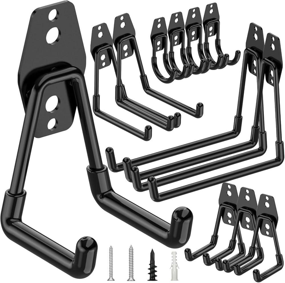 TICONN 12 Pack Heavy Duty Garage Hooks, Steel Utility Wall Storage Hooks, Wall Mount Hanger Organ... | Amazon (US)