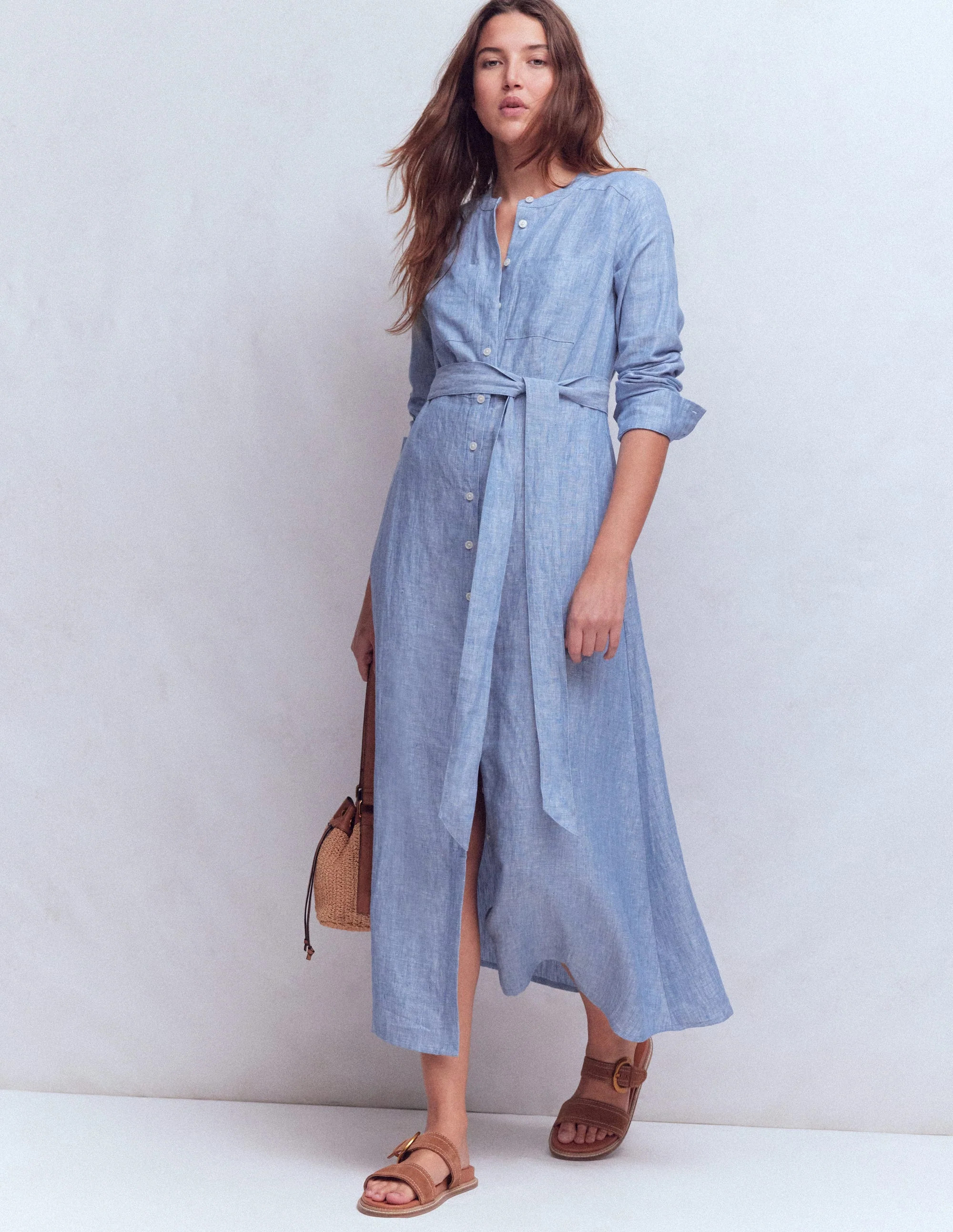 Mollie Linen Shirt Dress-Chambray | Boden UK