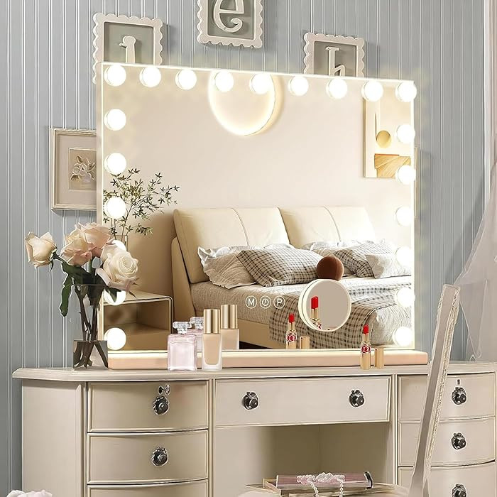 Hollywood Vanity Mirror with Lights, 21 Dimmable Bulbs, 3 Color Lights,Make Up Lighted Mirror, Al... | Amazon (US)