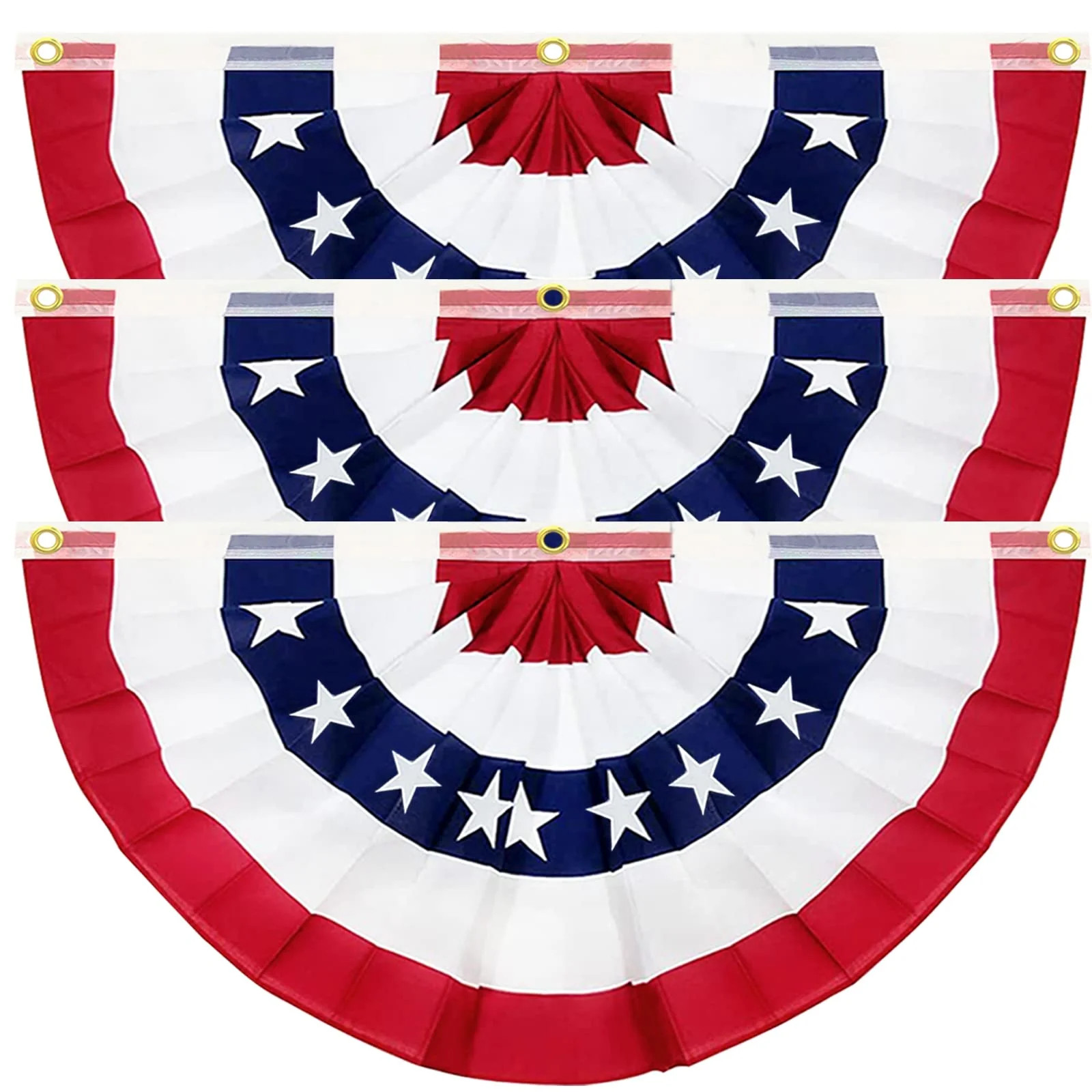 3 Pack American Flag Patriotic Bunting USA Pleated Fan, 1.5X3 Ft Large US Bunting Flags Half Fan ... | Walmart (US)