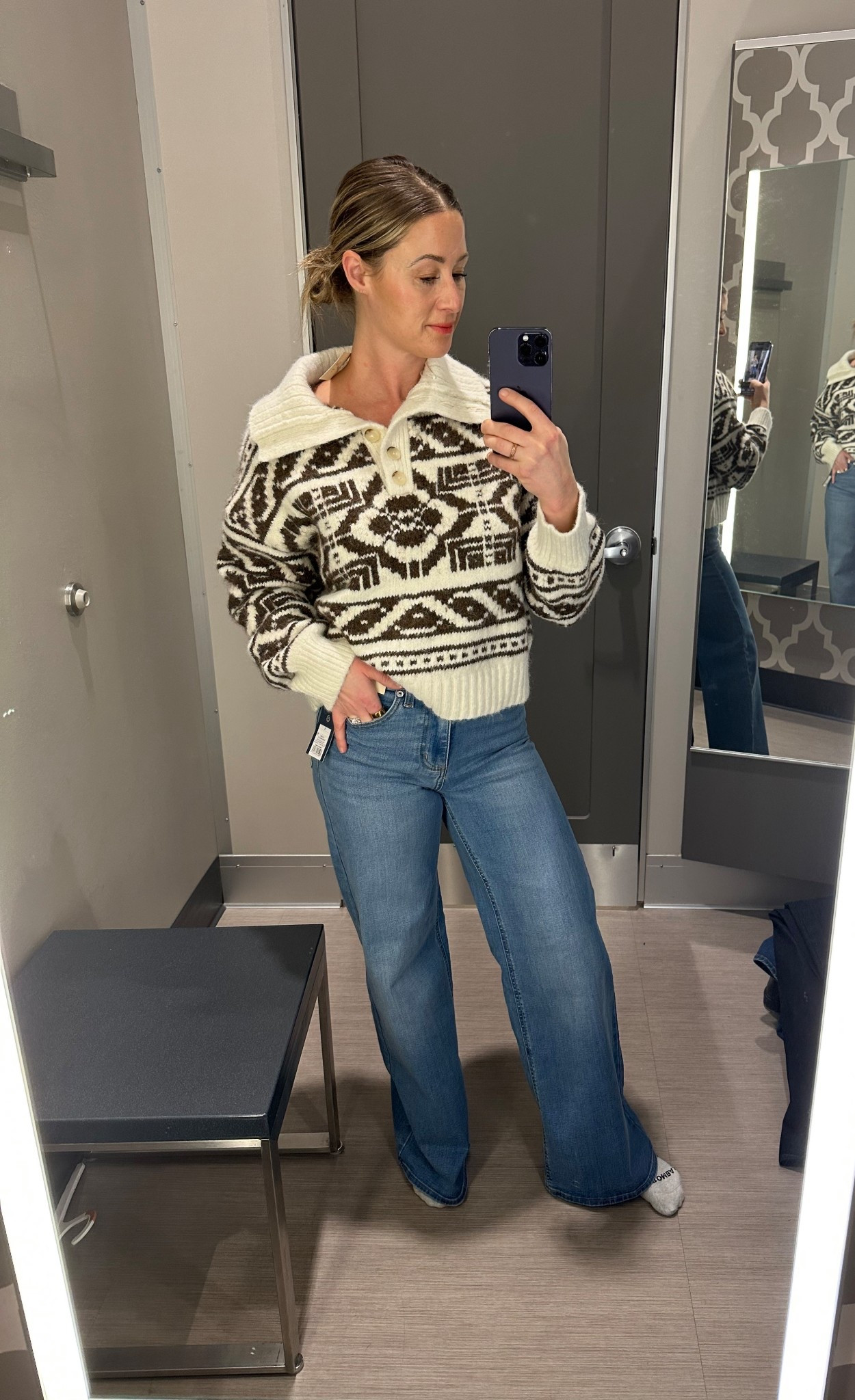Both of these came home with me 😬 denim was beyond perfect and blew my mind with the price! I ordered this sweater in a smaller size (this was a large, I ordered a small). 

#LTKFindsUnder50 #LTKSeasonal #LTKHoliday