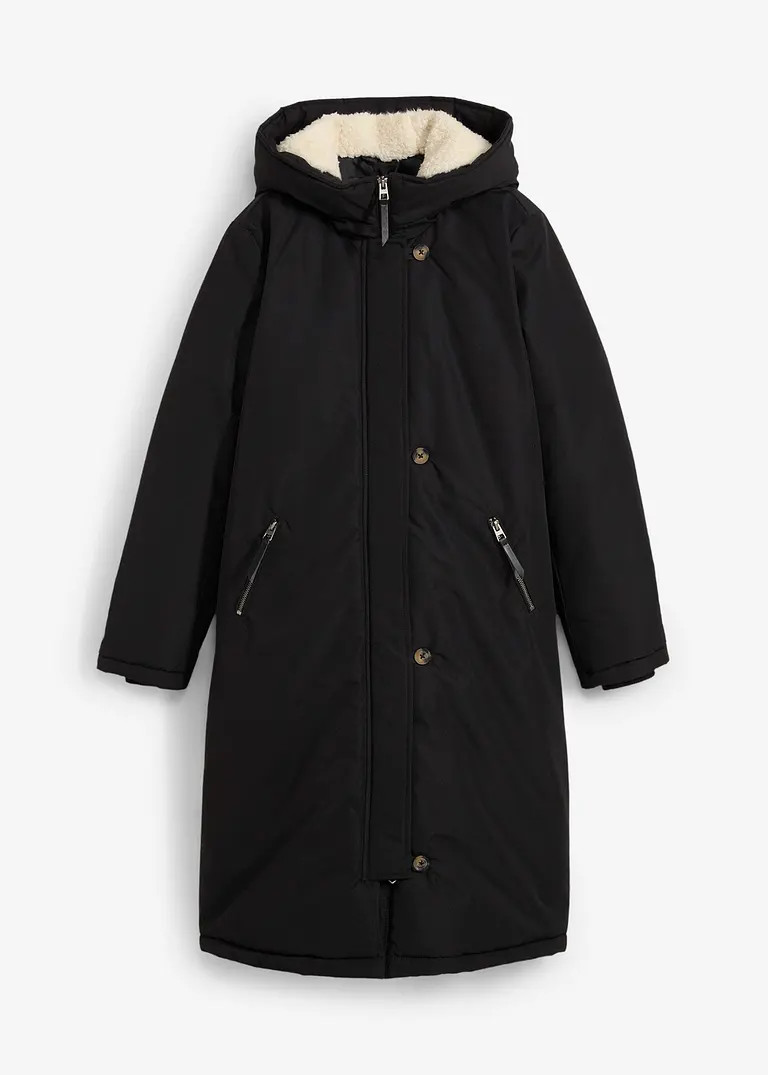 Wintermantel mit Teddyfell in der Kapuze | Bonprix DE