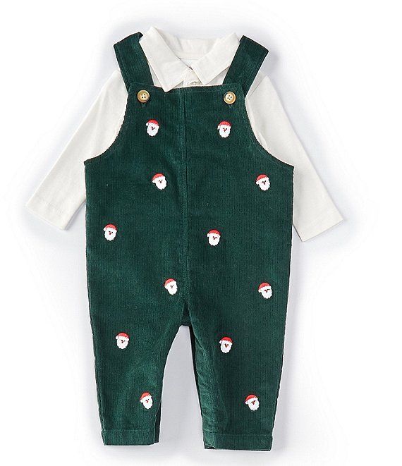 Edgehill Collection Baby Boys 3-24 Months Long-Sleeve Collared Top & Santa Corduroy Overall Set | Dillard's