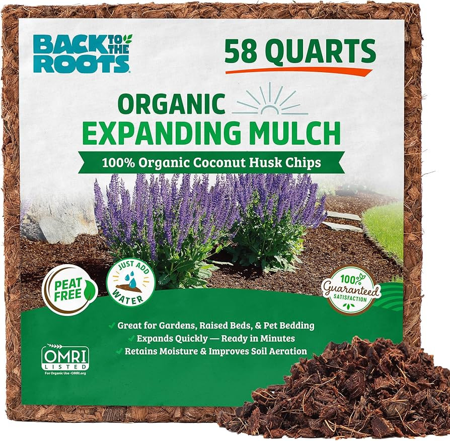 Back to the Roots 100% Organic Mulch, 58 Quart, Expanding Coconut Husk Block for Gardening | Amazon (US)