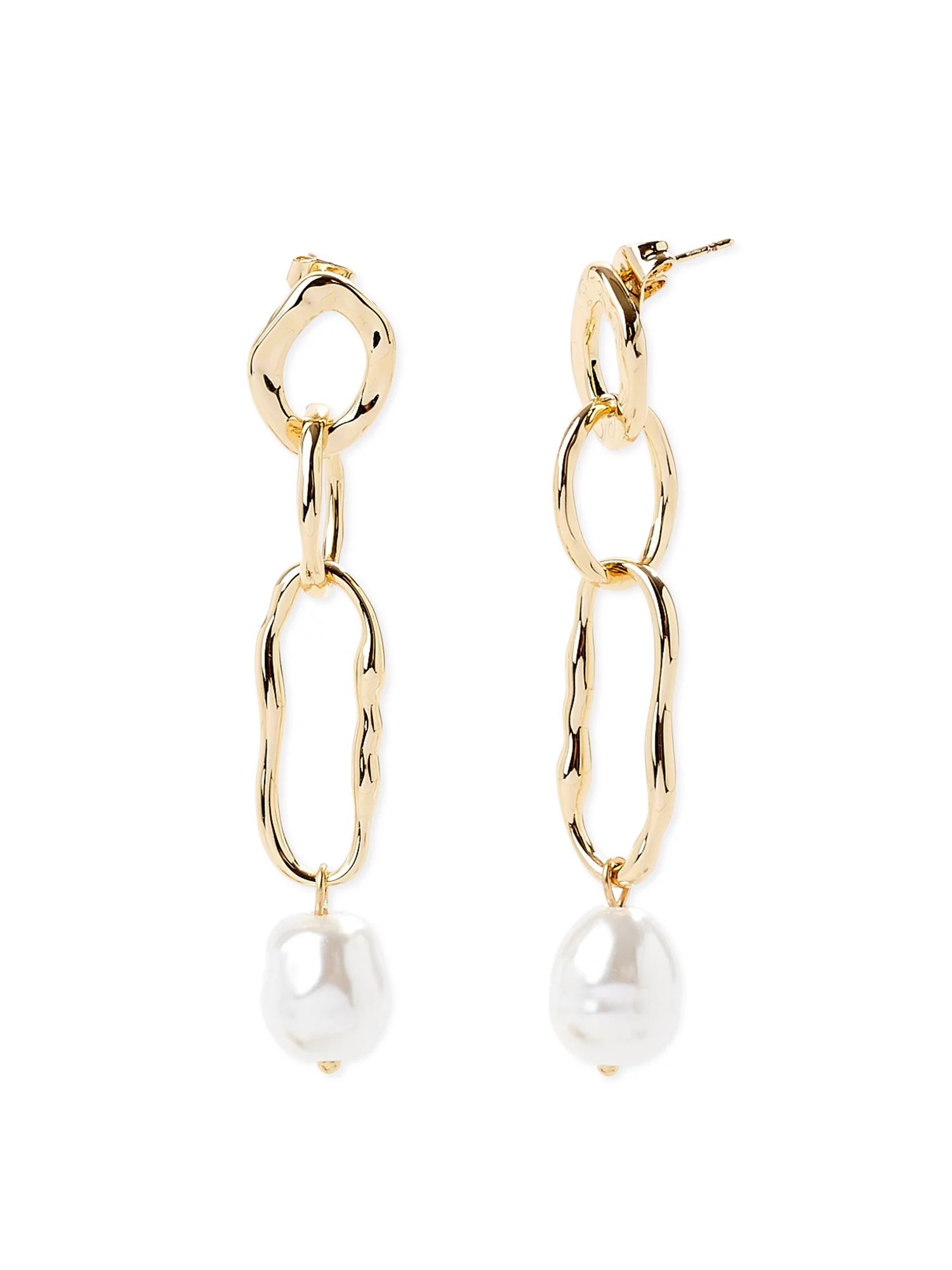 Scoop Women’s 14K Gold Flash-Plated Faux Pearl Statement Earrings | Walmart (US)