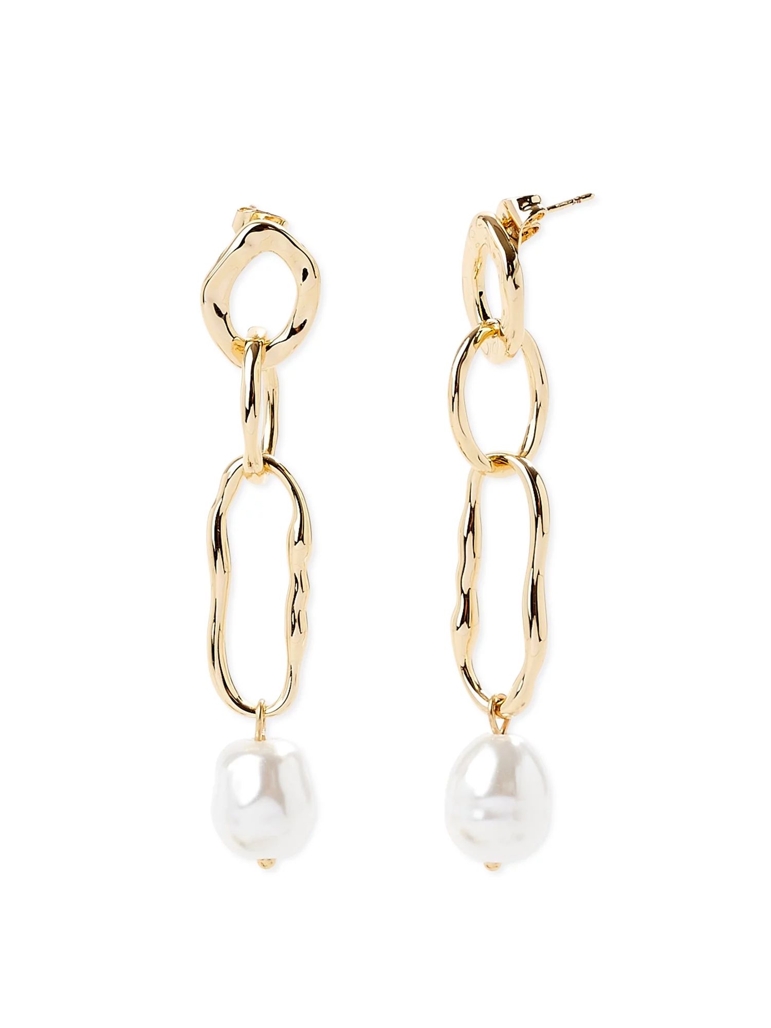 Scoop Women’s 14K Gold Flash-Plated Faux Pearl Statement Earrings - Walmart.com | Walmart (US)