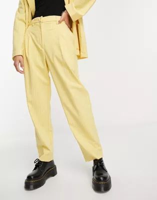 Monki co-ord tapered trousers in yellow pinstripe | ASOS (Global)