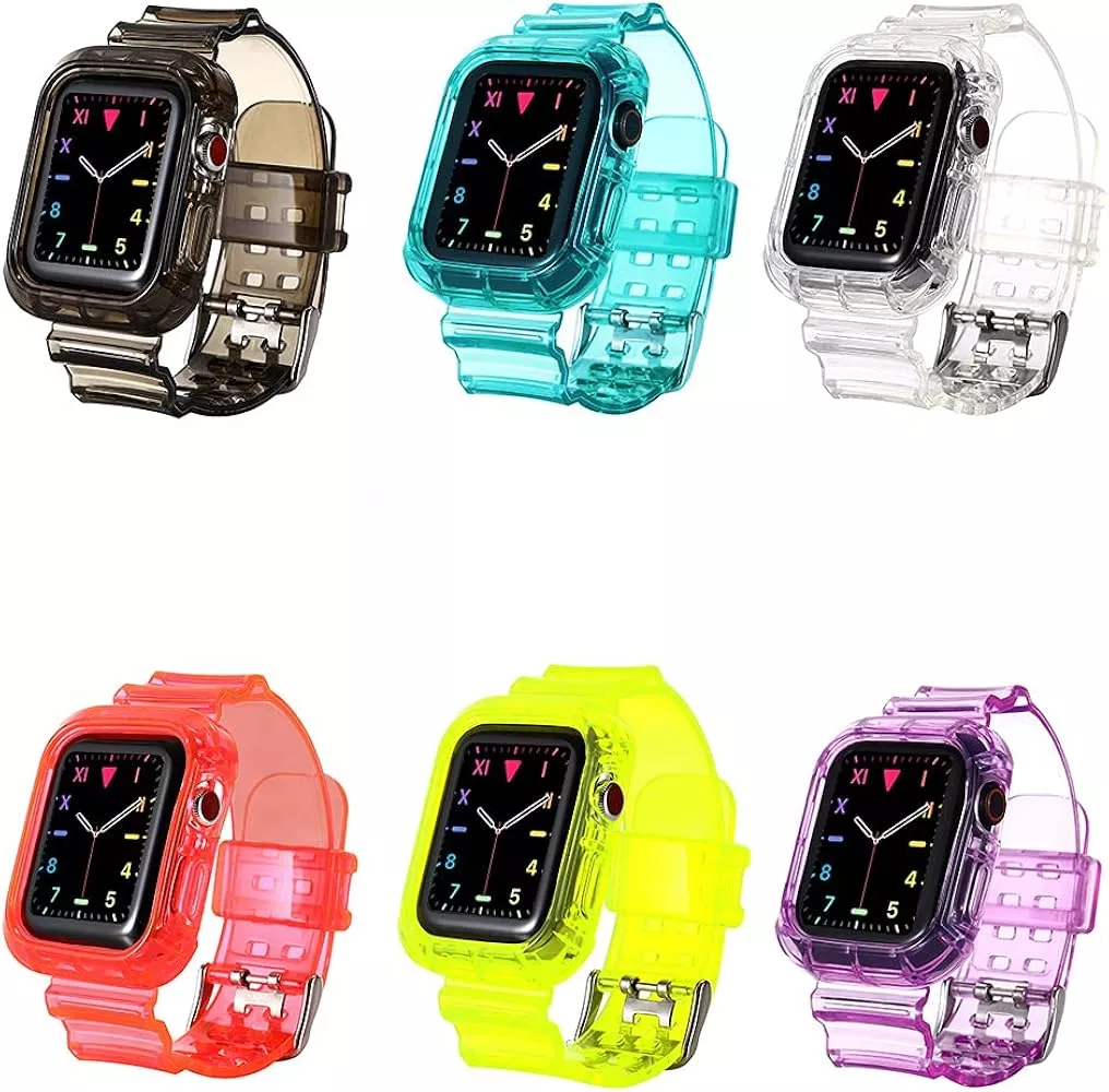 For Apple Watch Clear Band 40mm 38mm with Case Women Cute Girl