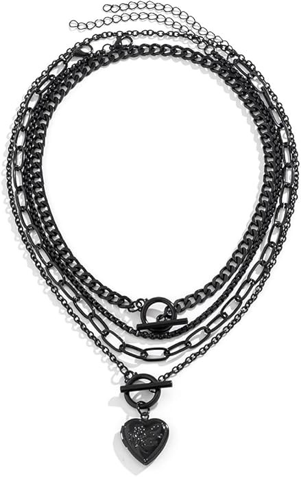 4pcs Black Layered Necklaces Trendy Retro Coin Pendant Necklace Dainty Chunky Link Chain Choker N... | Amazon (US)