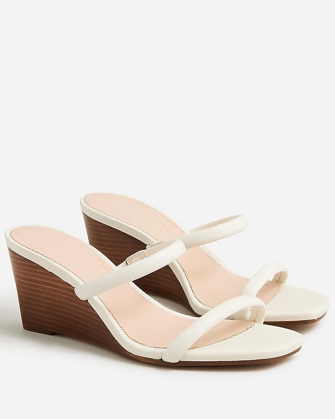 Double-strap stacked wedges in leather | J.Crew US