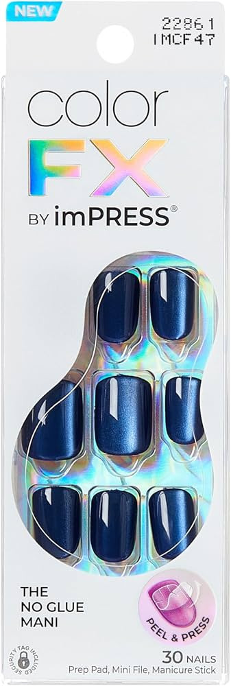 Kiss Impress No Glue Mani Press On Nails, ColorFX, 'Velvet Romance', Purple, Short Size, Squoval ... | Amazon (US)