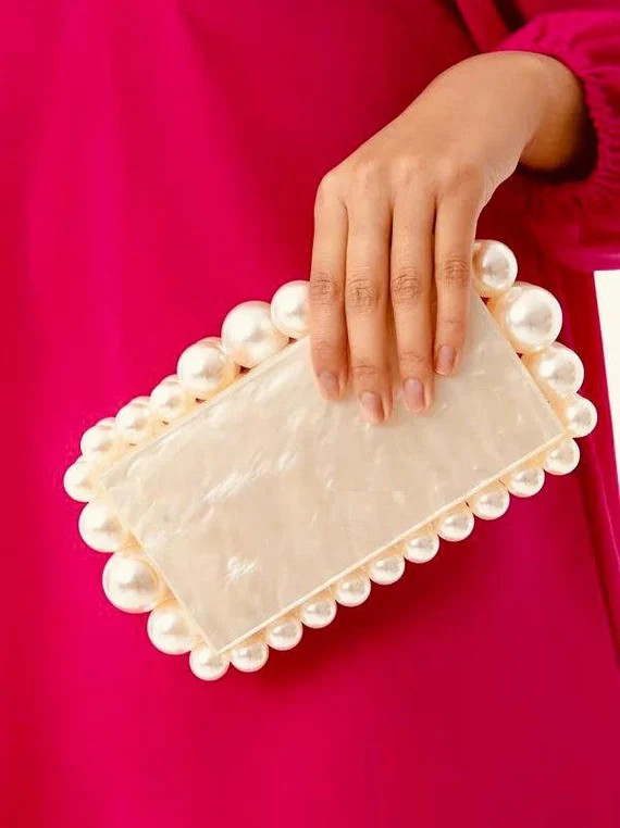 EOS Clutch Pearly Minaudiere Marble Look Handcrafted Pearl - Etsy | Etsy (US)