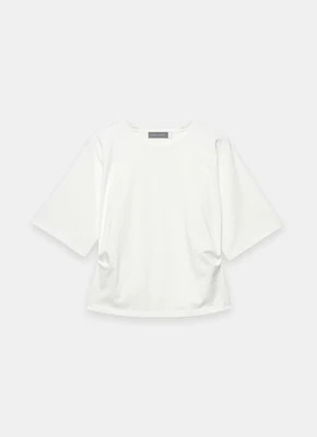 White Cotton Ruched Waist T-Shirt | Mint Velvet