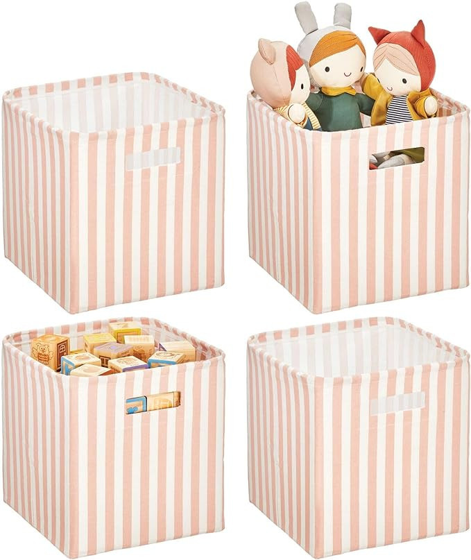 mDesign Canvas Fabric Toy Organizer Bin - Collapsible Shelf and Closet Storage for Toys - Decorat... | Amazon (US)