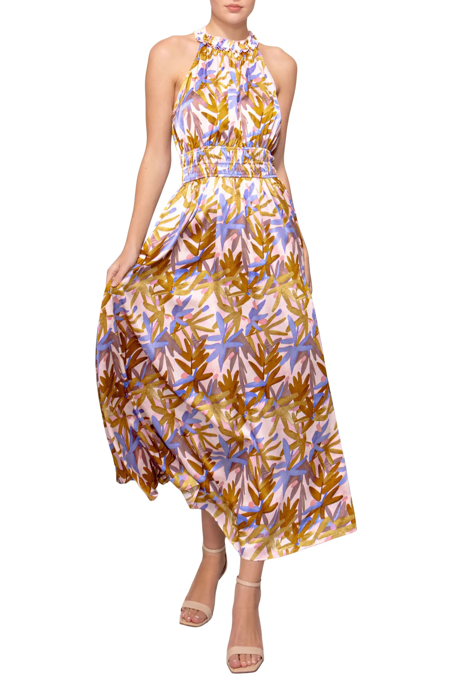 Print Ruffle Sleeveless Maxi Dress | Nordstrom
