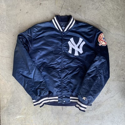 Vintage 80s STARTER MLB New York Yankees Nylon Satin Bomber Jacket Navy Blue - L | eBay US