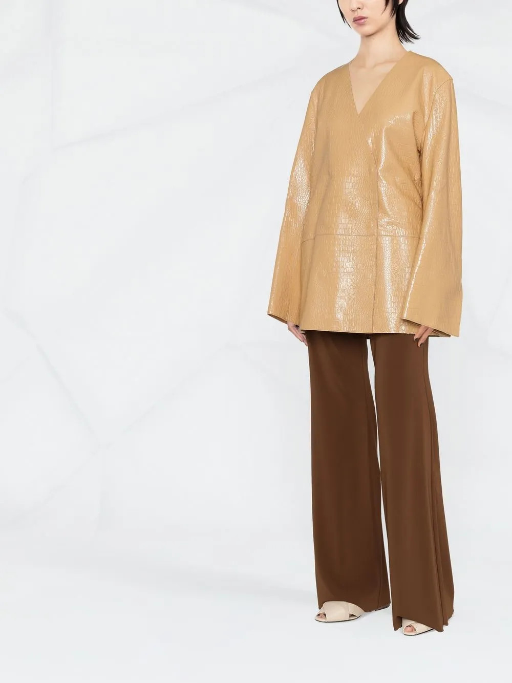 crocodile-embossed single-breasted blazer | Farfetch Global