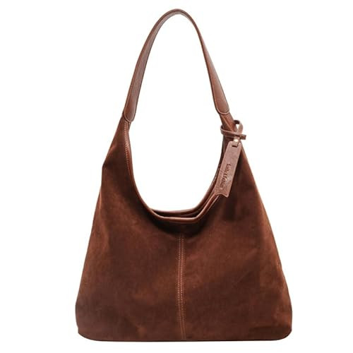 Brown Suede Bag for Women Elegant Brown Purses Brown Tote Bag Purse Large and Small Handbags Suede Purse Slouchy Tote Bag (brown) | Amazon (US)