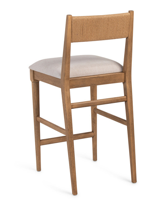solid mahogany counter stool with cord back and cushion seat | TJ Maxx