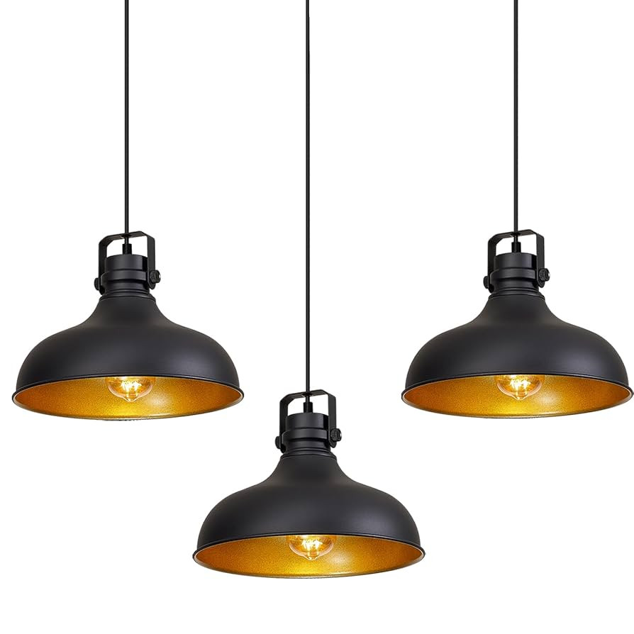 Black Farmhouse Pendant Lights Matte Pendant Lighting for Kitchen Island Industrial Adjustable He... | Amazon (US)