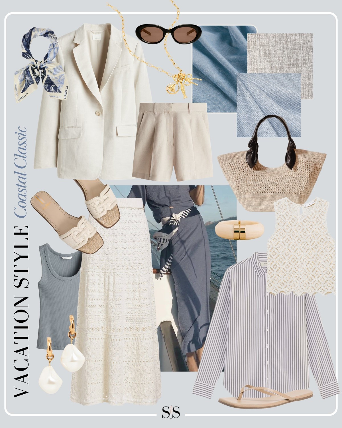 Vacation Style | Coastal Classic:  

Embrace coastal elegance with timeless, versatile pieces perfect for any vacation. Think linen blazers, tailored shorts, and easy silhouettes that take you from day to night in style.

#CoastalClassic #VacationVibes #ChicAndRelaxed #VacationStyle

#LTKStyleTip #LTKTravel