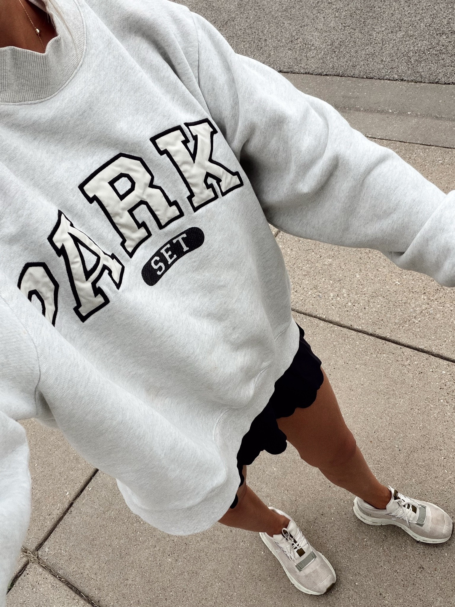 xl in sweatshirt 
Small in skort

#LTKmomlife #LTKdayinmylife #LTKootd