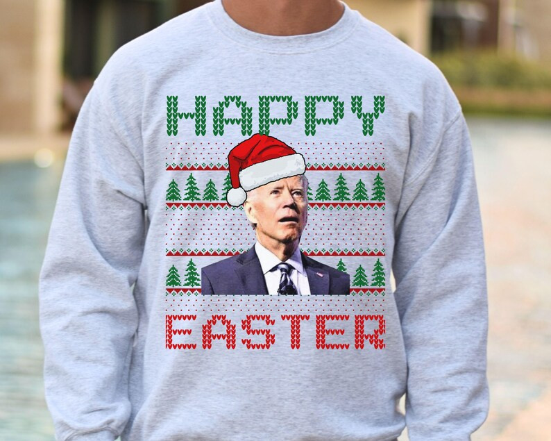 Happy Easter Funny Confused Joe Biden Ugly Christmas Sweater, Happy Holidays Hilarious Political ... | Etsy (US)