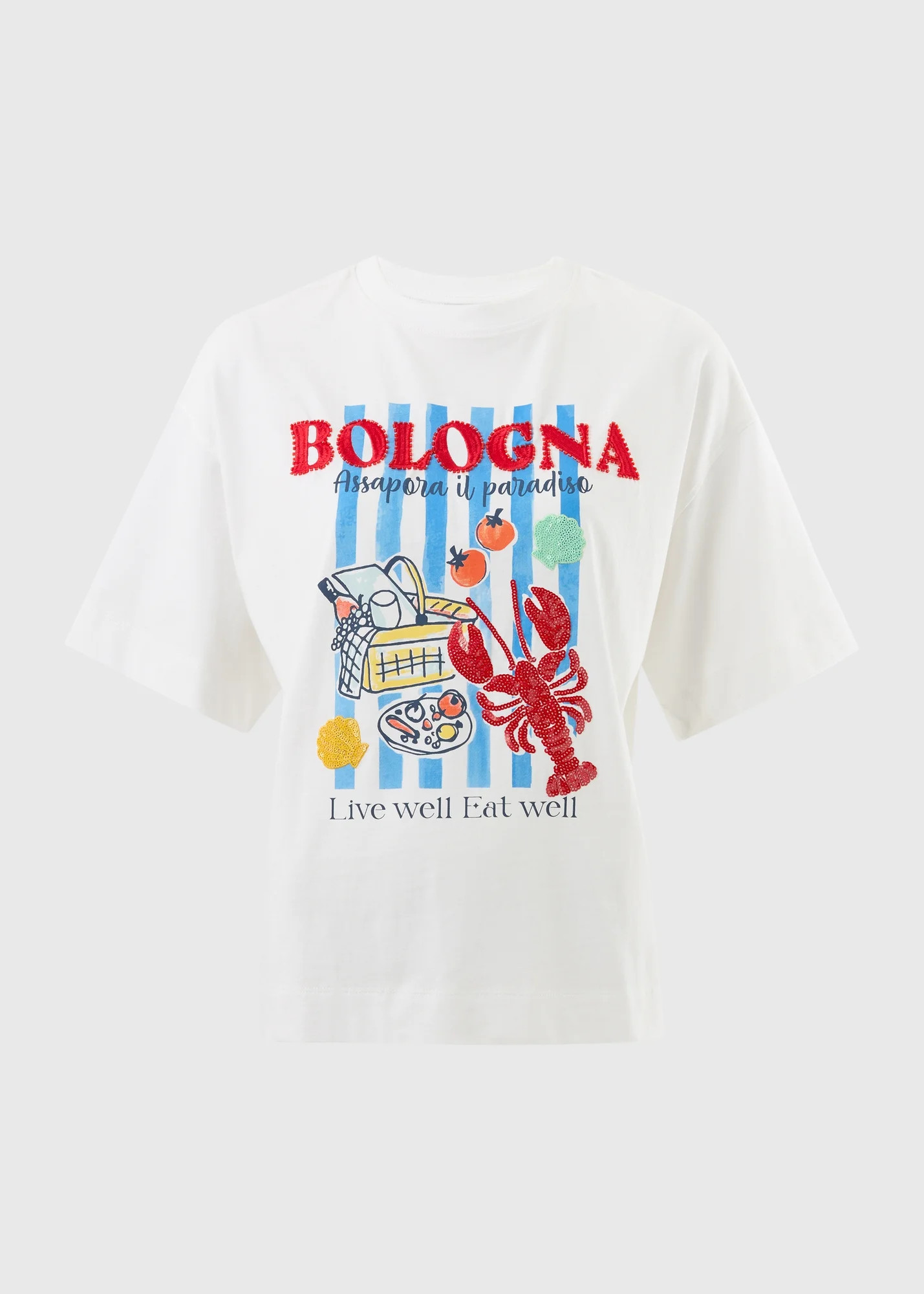 White Bologna Beaded Graphic T-Shirt | Matalan (UK)