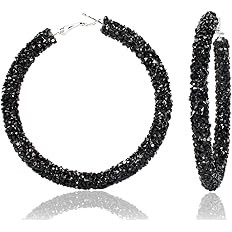 Bohemian Sparkle Resin Rhinestone Wrapped Big Hoop Dangle Earrings Circle Jewelry for Women Girls | Amazon (US)