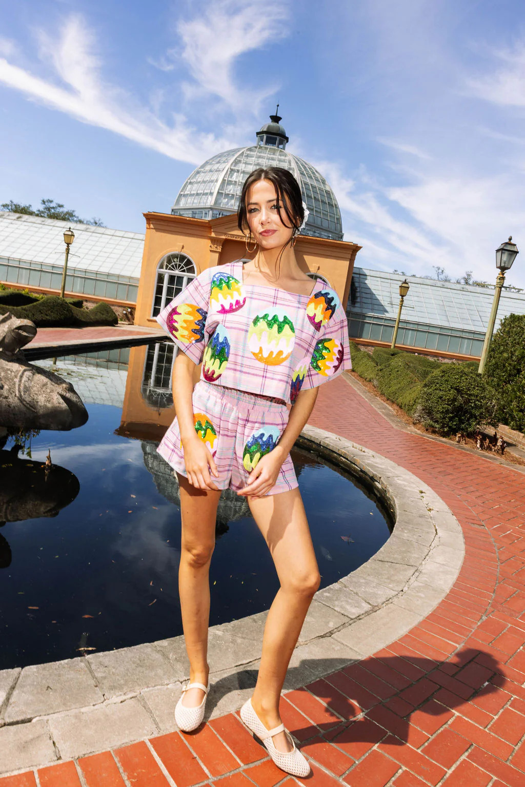 Lavender Plaid Groovy Easter Egg Cotton Top | Queen of Sparkles