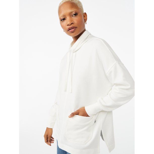 Free Assembly Women's Funnel Neck Sweatshirt with Patch Pockets - Walmart.com | Walmart (US)