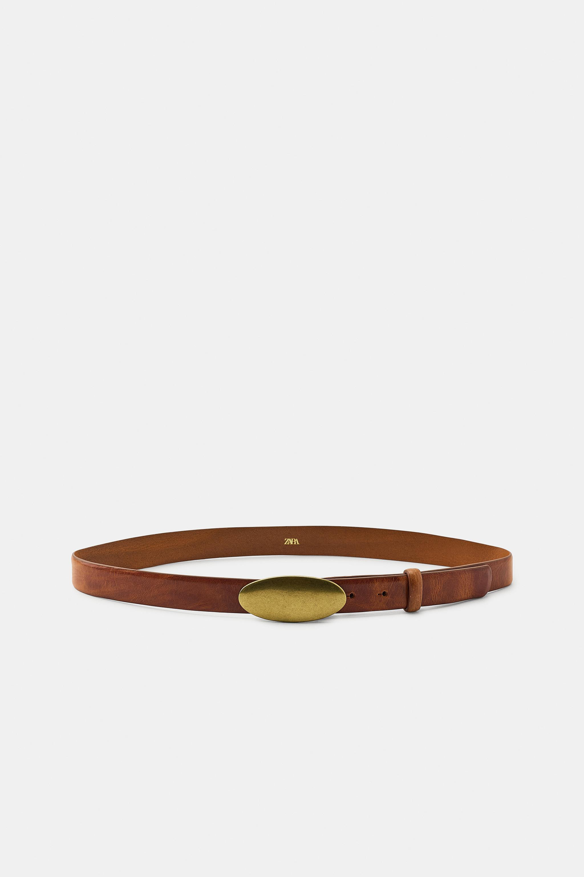 100% LEATHER BELT WITH OVAL BUCKLE | Zara US