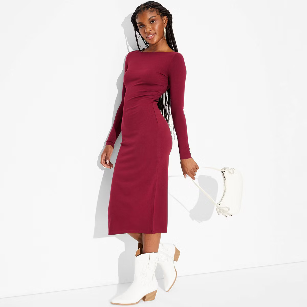Women's Long Sleeve Knit Midi Dress - Wild Fable™ Cherry Red M | Target