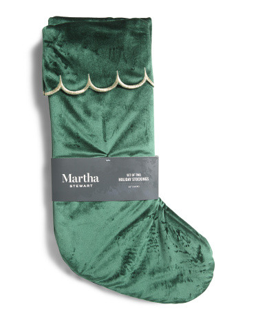 Set Of 2 Scallop Cuffed Holiday Stockings | TJ Maxx