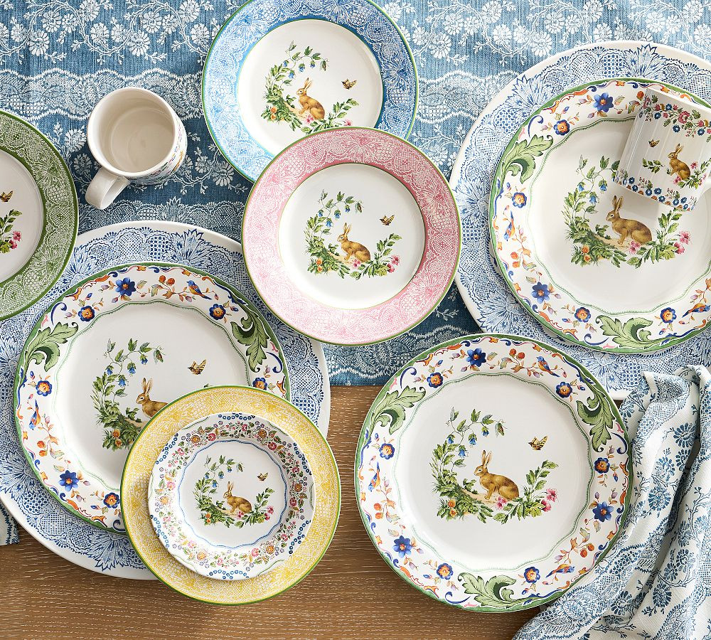Botanical Bunny Stoneware Dinnerware Collection | Pottery Barn (US)
