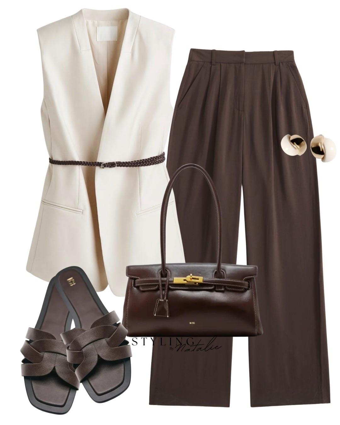 Neutral Look 🥨
Tailored crepe trousers, belted waistcoat, brown slides, smart casual, work wear, summer chic outfit, Abercrombie, Jw Pei bag

#LTKsummer #LTKworkwear #LTKstyletip