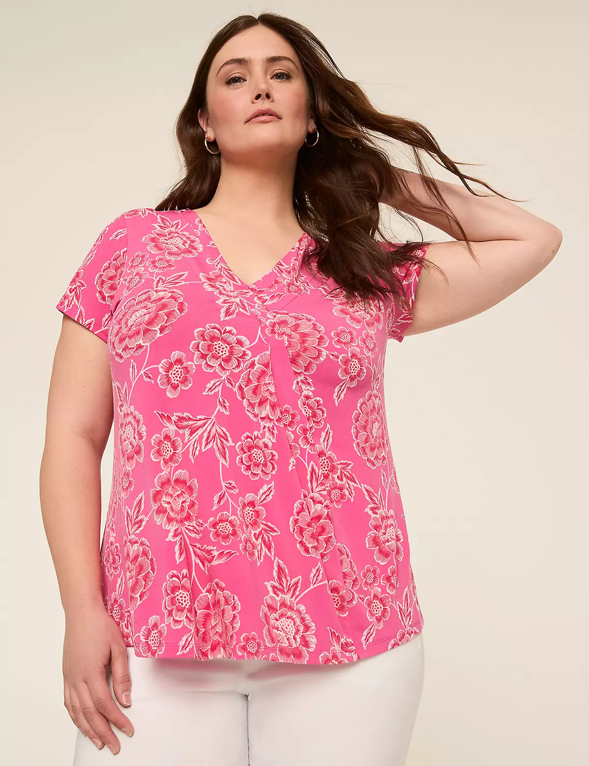 Swing Cap-Sleeve Pleat-Front Top | Lane Bryant (US)