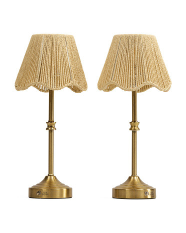 2pk 15.5in Rechargeable Rattan Metal Table Lamps | TJ Maxx