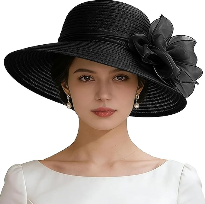 IZUS Women's Derby Sun Hat Bowknot Organza Fascinator Hat Floral Bowler Hats Church Bridal Weddin... | Amazon (US)