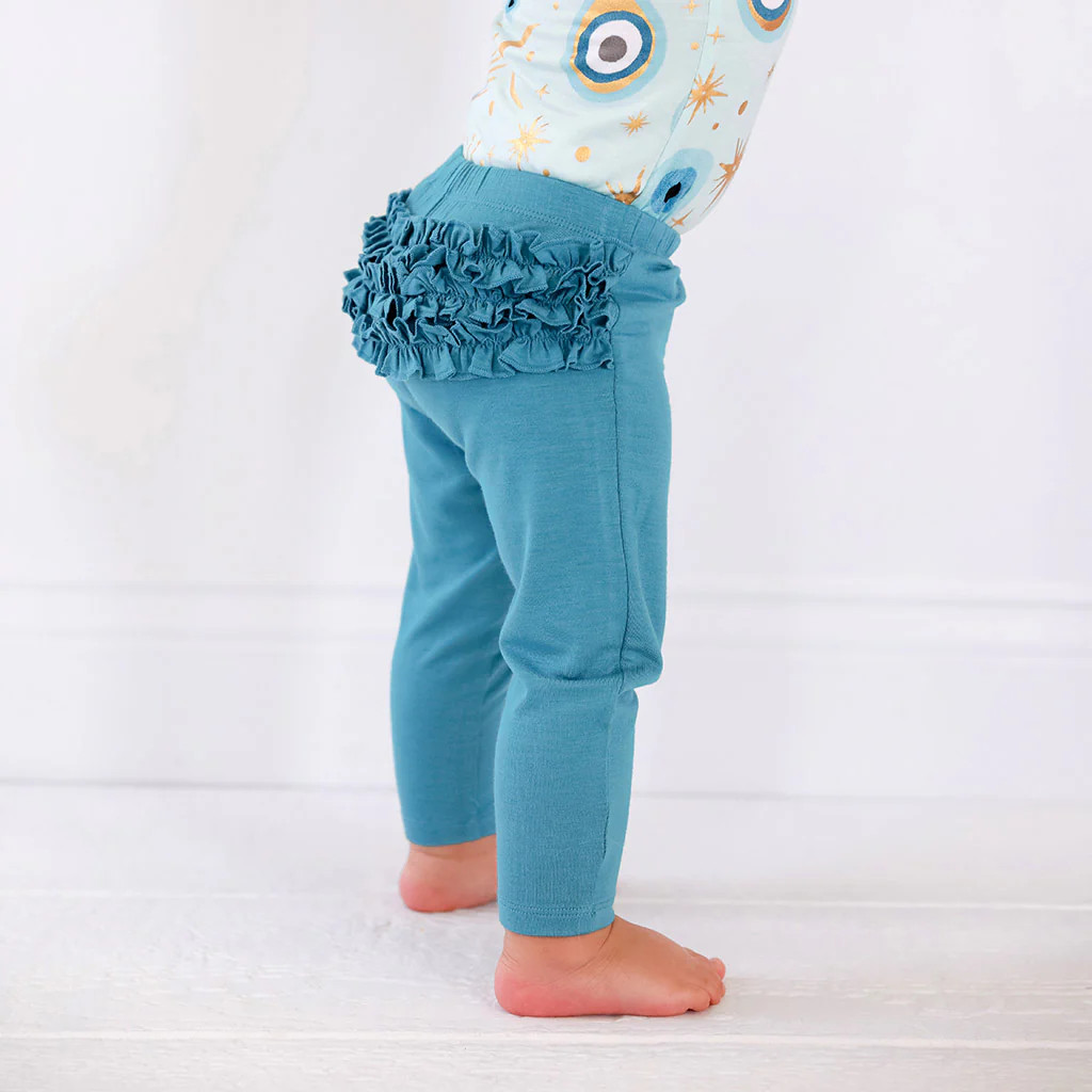Solid Blue Toddler Ruffled Bum Leggings | Celestial Blue | Posh Peanut