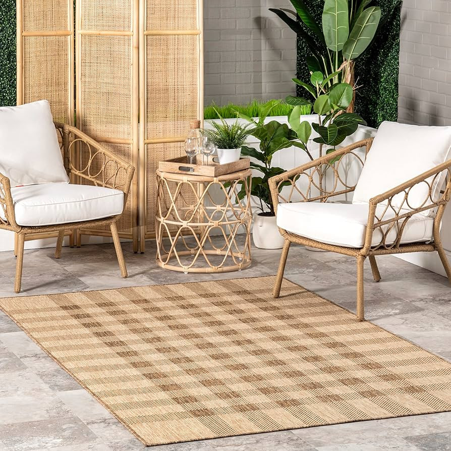 nuLOOM Sandee Casual Plaid Indoor/Outdoor Area Rug, 6x9, Beige | Amazon (US)