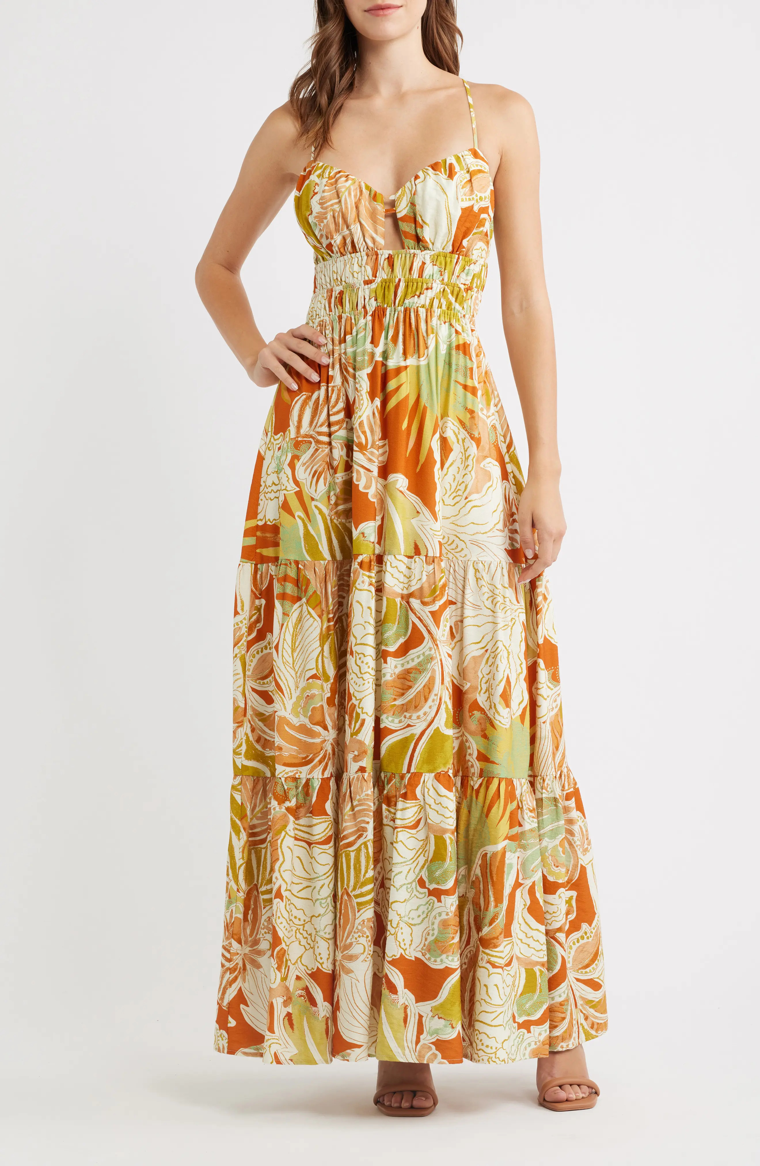 FLYING TOMATO Floral Print Sleeveless Maxi Dress (Women) | Nordstrom | Nordstrom