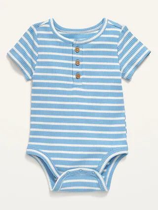 Unisex Short-Sleeve Rib-Knit Henley Bodysuit for Baby | Old Navy (US)