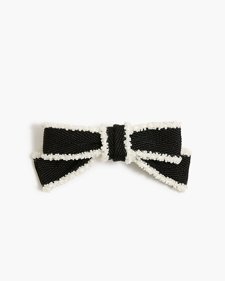 Pearl-lined bow hair barrette | J.Crew Factory