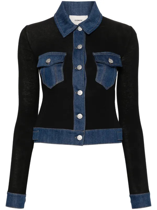 Coperni denim-trim Ribbed Shirt | Black | FARFETCH | Farfetch Global