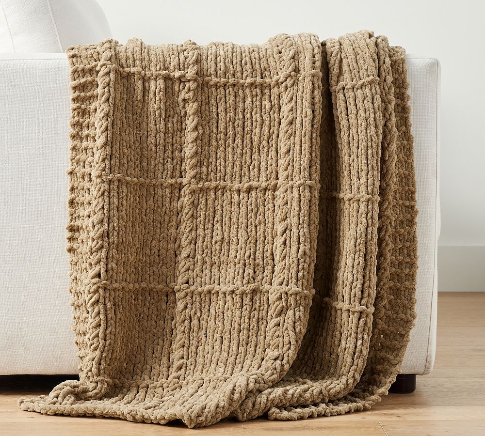 Chenille Windowpane Throw | Pottery Barn (US)