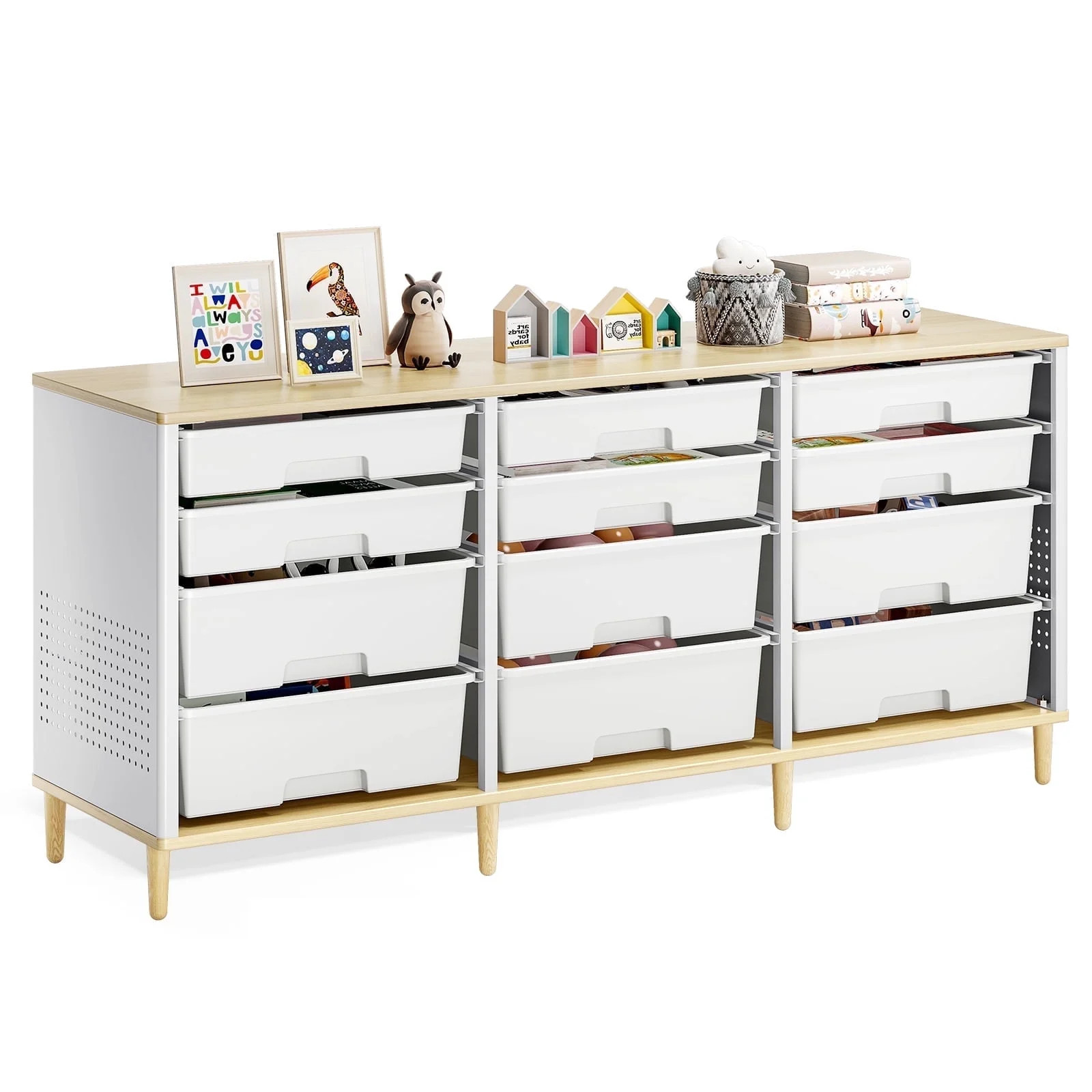 TOOLF Sideboard Storage Cabinet with 12 Drawers , for 32-45'' TV Stand , Fluted Modern Buffet Cab... | Walmart (US)